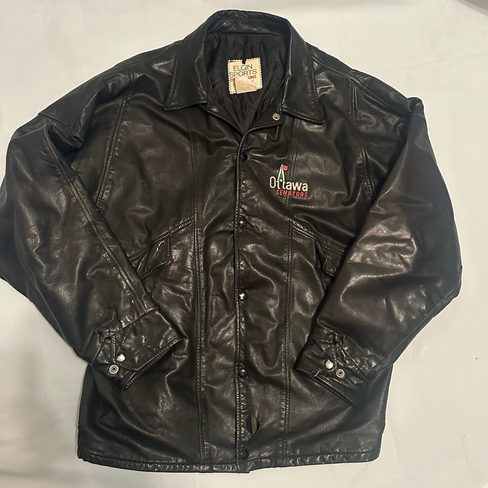 🏒🖤 Y2K Ottawa Senators Leather Jacket – Men’s 42 Tall / Long 🖤🏒